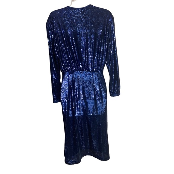 NWT Anthropologie Twist-Front Sequin Dress Navy size 6 - Picture 3 of 8